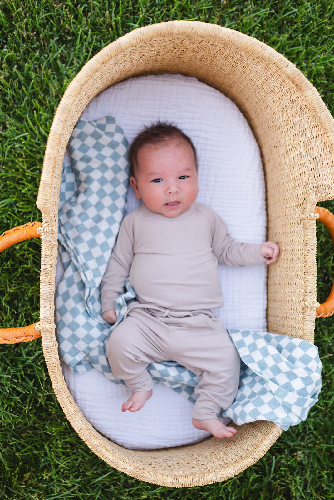 Blue Checkered Muslin Swaddle Blanket