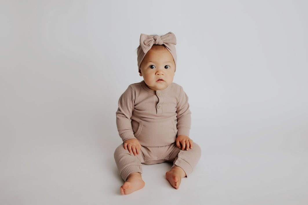 Ribbed Playsuit with Bow