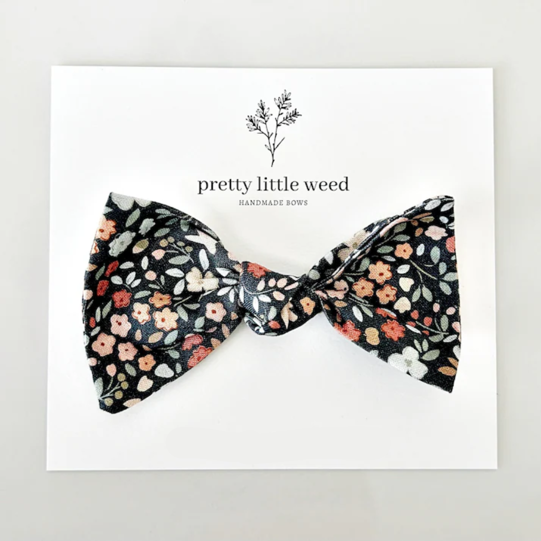 Gray Floral Bow