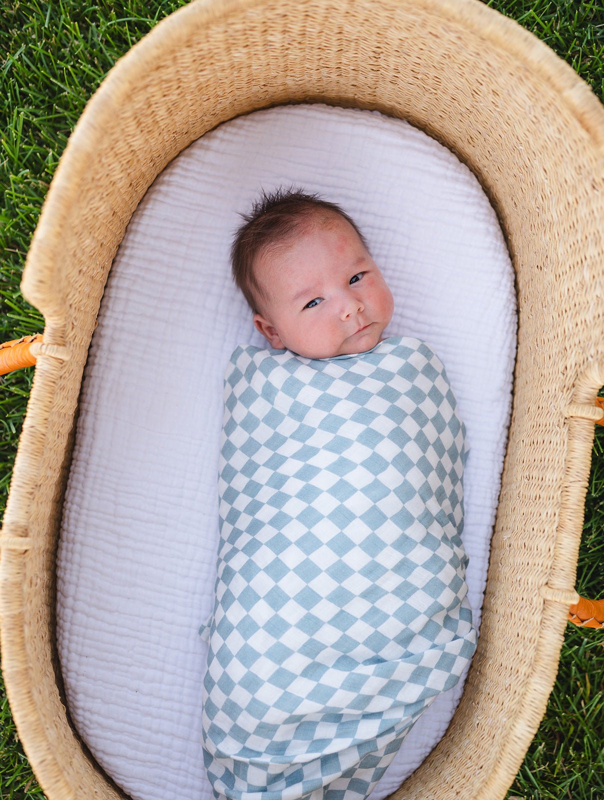 Blue Checkered Muslin Swaddle Blanket