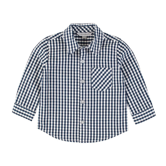 Navy Gingham Button Up Shirt